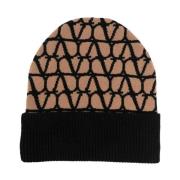 Gebreide Cashmere Beanie Valentino Garavani , Brown , Dames