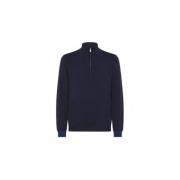 Blauwe Half-Zip Trui met Contrast Patches Sun68 , Blue , Heren