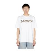 Katoenen Crewneck Logo T-Shirt Lanvin , White , Heren