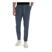 Trousers with lace tie Berwich , Blue , Heren
