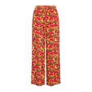 Gedrukte Viscose Broek Maliparmi , Orange , Dames