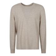 Luxe Cashmere Blend Crew Neck Sweater Z Zegna , Beige , Heren