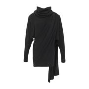 Zwarte Wollen Wrap Jurk met Capuchon Saint Laurent , Black , Dames