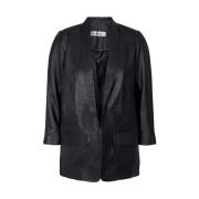 Andrea Leren Blazer - Stijlvol en Verfijnd Co'Couture , Black , Dames