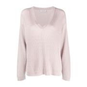 V-hals gebreide kleding Fabiana Filippi , Pink , Dames