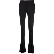 Black Stretch Polyester Blend Pant Off White , Black , Dames