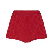 Cable Knit Mini Shorts, Trendy Model Marine Serre , Red , Dames