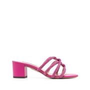 Kristalversierde leren muilen Aquazzura , Pink , Dames