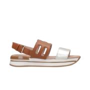 Bruine leren sandalen Hogan , Brown , Dames