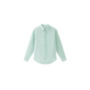 Casual Linnen Overhemd Woolrich , Green , Heren