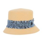 Blauwe Brisa Tweed Hoed met Monogram Maison Michel , Beige , Dames