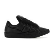 XL Zwarte Leren Curb Sneakers Lanvin , Black , Heren