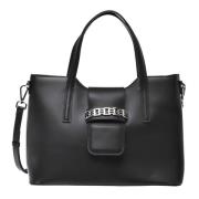 Black leather shoulder bag Baldinini , Black , Dames