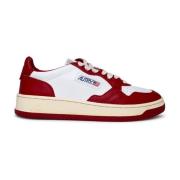 Witte en rode leren sneakers Autry , White , Heren