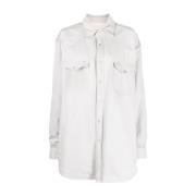 Oversized Wit Katoenen Overhemd Maison Margiela , White , Dames