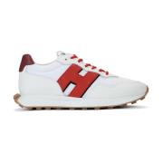Witte en rode leren en technische stoffen sneakers Hogan , White , Her...
