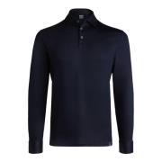 Pima Katoenen Polo Shirt met Lange Mouwen Boggi Milano , Blue , Heren