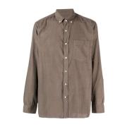 Katoenen/Lyocell Shirt met Borstzak Officine Générale , Brown , Heren