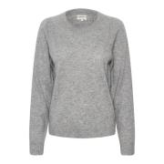 Ronde Hals Gebreide Trui - Evina Sweater Part Two , Gray , Dames
