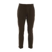 Slim Fit Stretch Katoenen Chino Broek Dondup , Brown , Heren