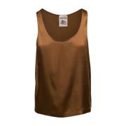 Sleeveless Tops Semicouture , Brown , Dames