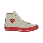 Rode Hart High-Top Sneakers Comme des Garçons Play , Beige , Unisex