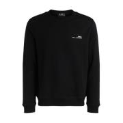 Zwarte katoenen heren sweatshirt met wit logo A.p.c. , Black , Heren