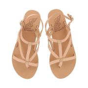 Livia Platte Leren Sandalen Ancient Greek Sandals , Beige , Dames