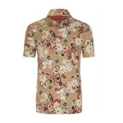 Retro Bloemen Polo Shirt Stenströms , Brown , Heren