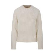 Elegante Ivory Sweater met ronde hals Ami Paris , Beige , Dames