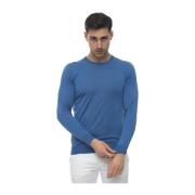 Handgemaakte Zijden Ronde Hals Pullover Kiton , Blue , Heren