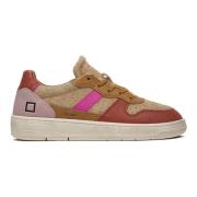 Beige Nappa Leren Lage Sneakers D.a.t.e. , Beige , Dames