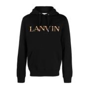Zwarte katoenen trui met capuchon en geborduurd logo Lanvin , Black , ...