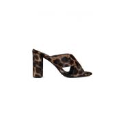 Leopard Loulou Hoge Hak Sandalen Saint Laurent , Brown , Dames