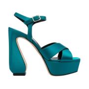 Blauwe Hoge Hak Gespsandalen Sergio Rossi , Blue , Dames