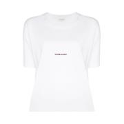 Wit Logo Box Fit T-Shirt Saint Laurent , White , Dames