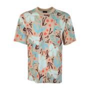 Mens SS T Shirt SEA Floral PS By Paul Smith , Beige , Heren