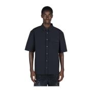 Klassieke Nylon Korte Mouw Shirt Han Kjøbenhavn , Black , Heren