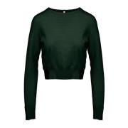 Geknipte Crew-Neck Sweater met spleten BomBoogie , Green , Dames