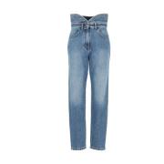 Hoge taille jeans met geborduurd logo Philosophy di Lorenzo Serafini ,...