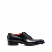 Klassieke Leren Business Schoenen Santoni , Black , Heren