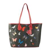 Monogram Shopping Bag met vlinderprint Pollini , Black , Dames