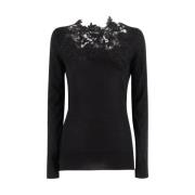 Ronde Hals Gebreide Trui, Klassieke Collectie Ermanno Scervino , Black...