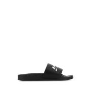 Zwarte rubberen slippers Vtmnts , Black , Heren