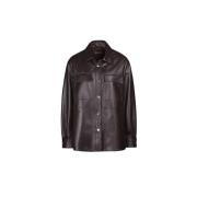 Elegant Mid-Length Shirt Jacket Moorer , Brown , Dames