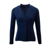 Navy Gebreid Vest High , Blue , Dames