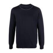 Blauwe Four-Stitch Crewneck Sweater Maison Margiela , Blue , Heren