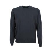 Groene Ribgebreide Crew-Neck Sweater Zanone , Green , Heren