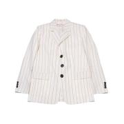 Oversized Jas met Geborduurde Strepen Marni , White , Dames