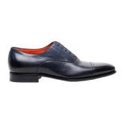 Blauwe Leren Wingtip Veterschoenen voor Heren Santoni , Blue , Heren